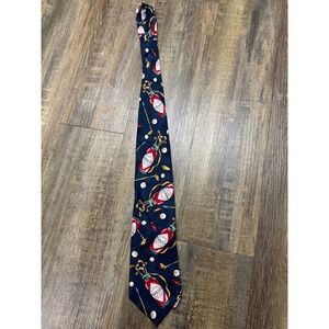 Tabasco Mens Silk Tie Navy Blue Golf Bag Hot Sauce Bottle Novelty Made in USA